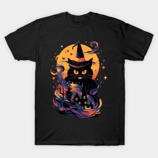 Colorful Mystical Black Cat T-Shirt